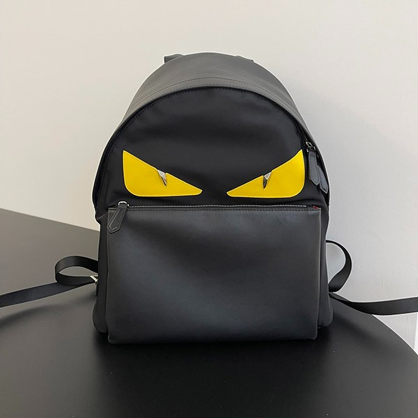 フェンディ バックパック コピー モンスター ナイロン×カーフスキン リュック ブラック 7VZ012