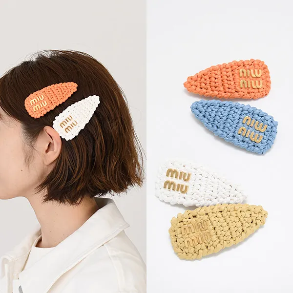 ミュウミュウ ウーブンファブリック 偽物 ヘアクリップ 5IF0922F